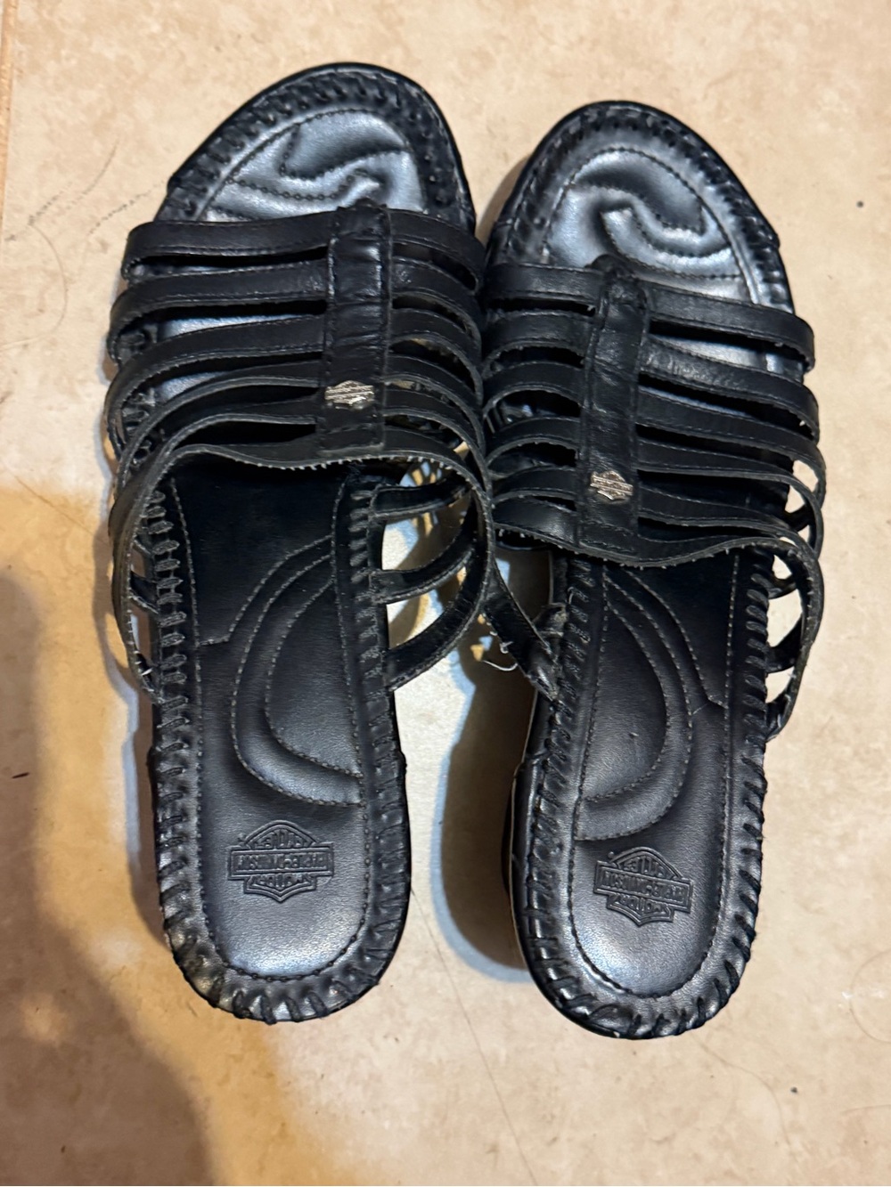 Harley-Davidson Black Multi-Strap Slide Sandals